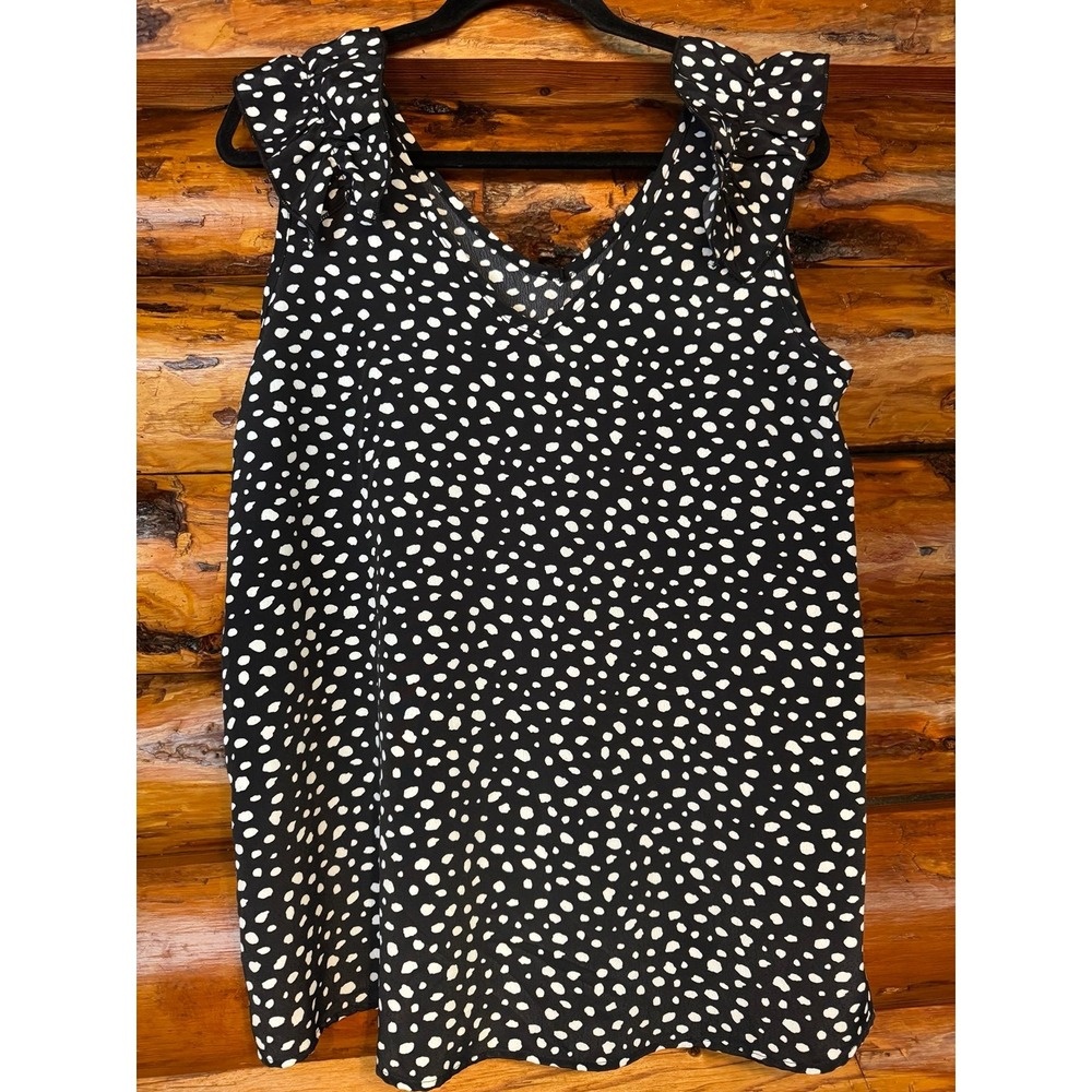Jodifl Ruffled Sleeve Polka Dot V-Neck Sleeveless Blouse‎ Size Medium